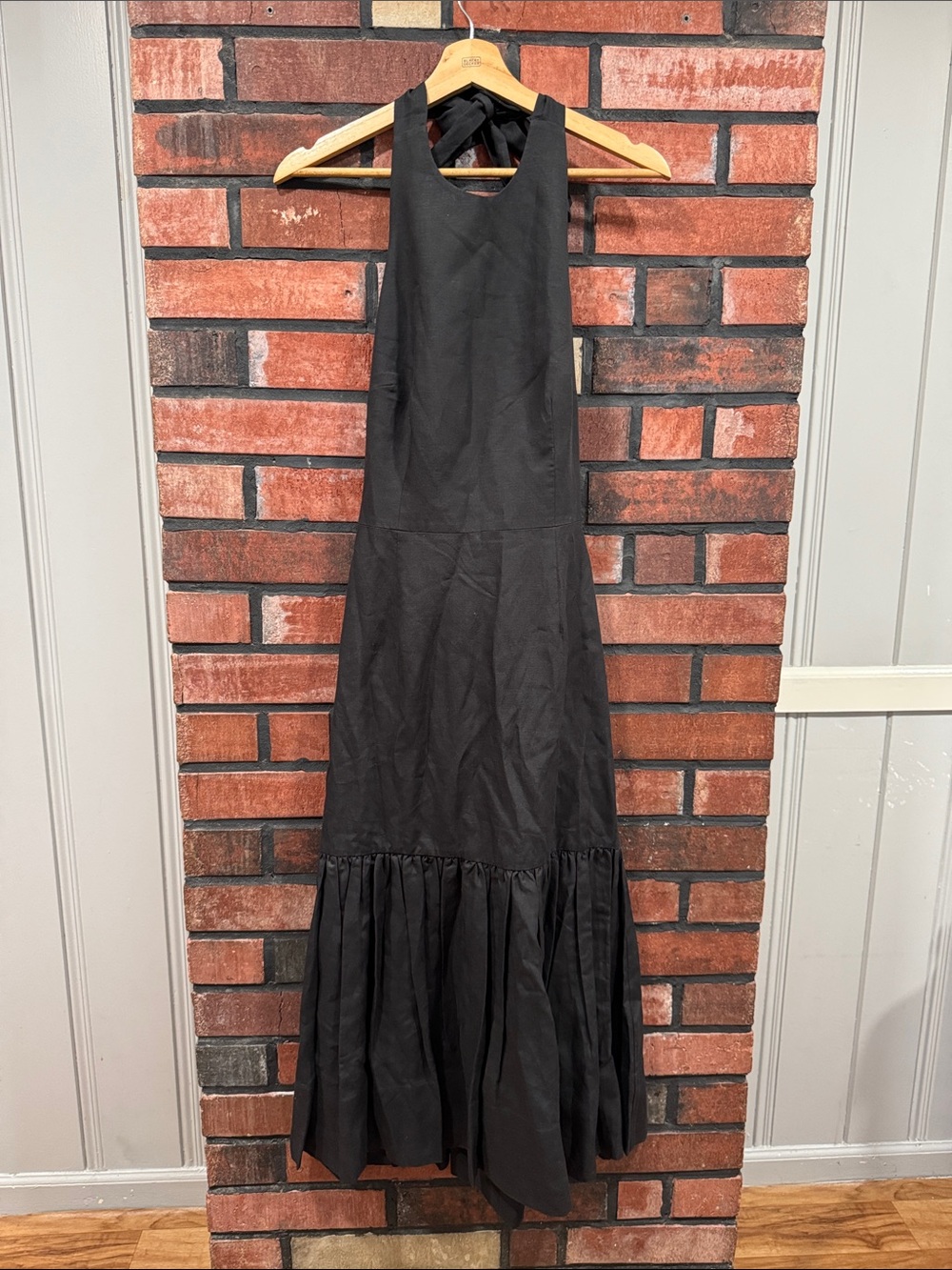 Rebecca Vallance Black Sleeveless Maxi with Ruffle Hem